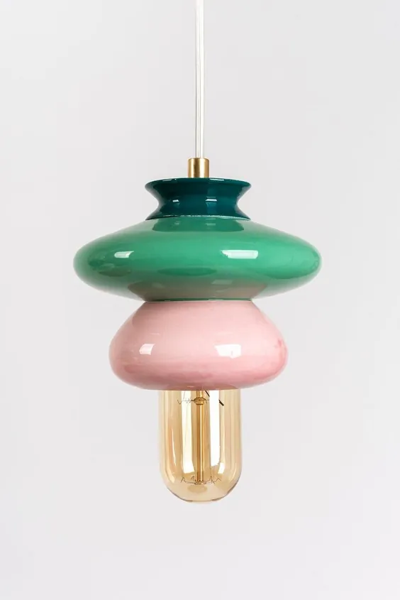 لامپ سرامیکی سقفی ، طرح آباژور دست ساز خوش رنگ ، هدیه ثابت نور ثابت