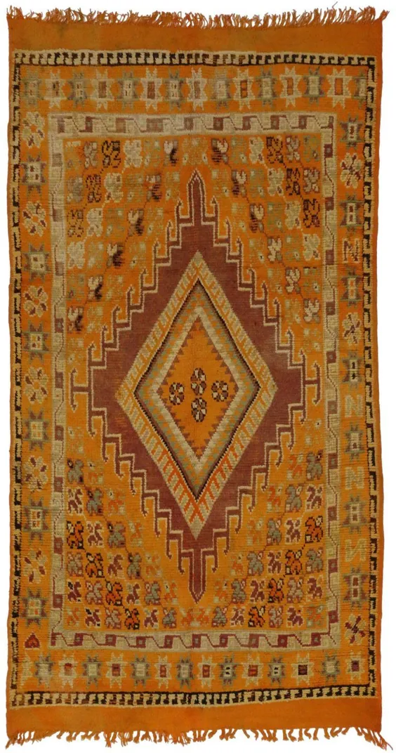 فرش برجسته بربر مراکشی بوژاد با سبک اکسپرسیونیسم پست مدرن قبیله ای