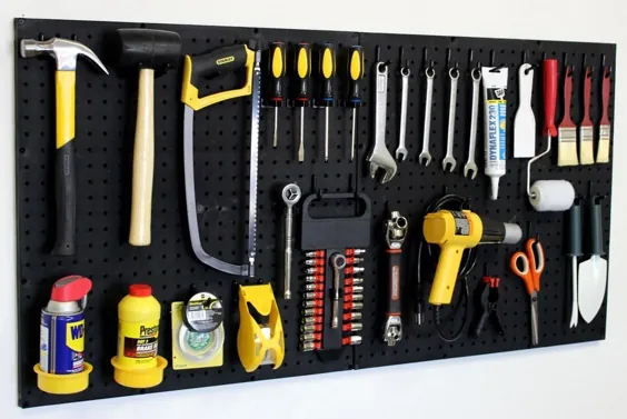 Black Pegboard Kit دیوار ذخیره سازی - Workbench Organizer Peg Board ابزارهای فروشگاه