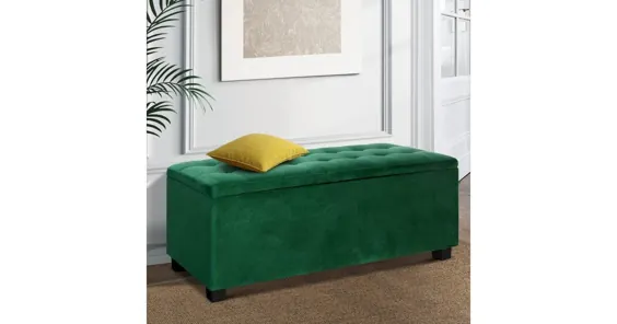 Artiss Storage Ottoman Blanket Box مخملی پا صندلی پا استراحت صندلی سینه اسباب بازی سبز | عثمانی ، چهارپایه ها و پاف ها |