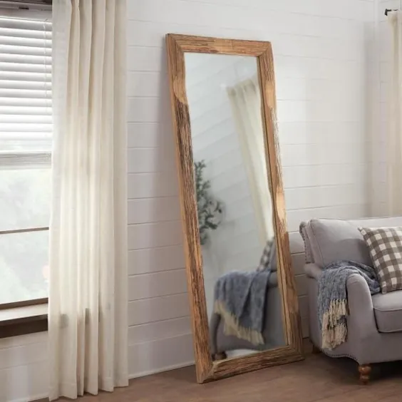 آینه طبقه کلاسیک قاب چوبی قهوه ای بزرگ (76 اینچ H x 31 اینچ W) -17MJ2065-777 - مجموعه دکوراتورهای خانگی