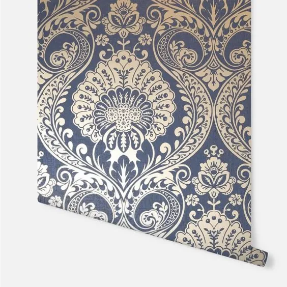 رول ضد زنگ Arthouse Luxe Damask navy Vinyl Strippable (با قطر 56 متر مربع) - 910308 - انبار خانه