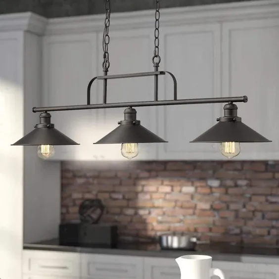 سبک صنعتی آویز روشنایی آویز 3-چراغ جزیره آشپزخانه |  اتسی