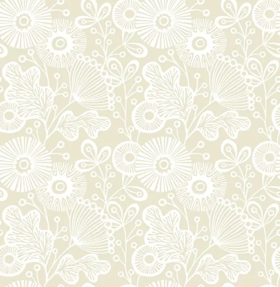 کاغذ دیواری Ana Cream Floral 2821 25108 Wallpaper Brewster Wallcoverings |  انبار کاغذ دیواری