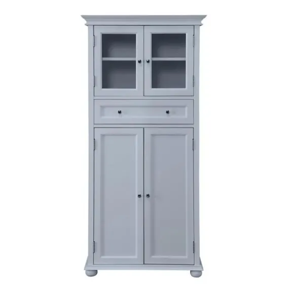 مجموعه تزئینات خانگی Hampton Harbour 25 in. W 4-Door Tall Cabinet in Dove Grey-BF-22673-DG - The Home Depot