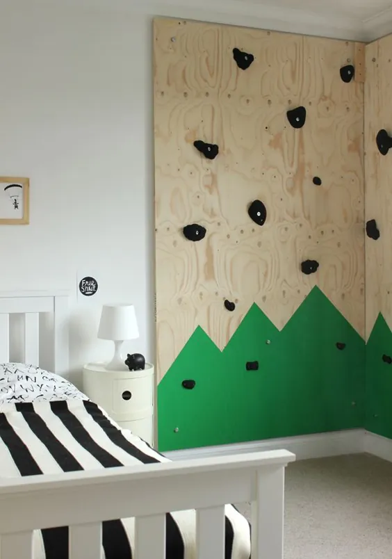 دیوار کوهنوردی داخلی برای یک اتاق خواب با مضمون خارج از منزل |  فضاهای در حال رشد