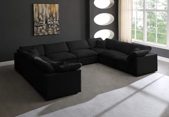 مبل راحتی مقطعی Plush 8A Black 602Black-Sec8A Meridian