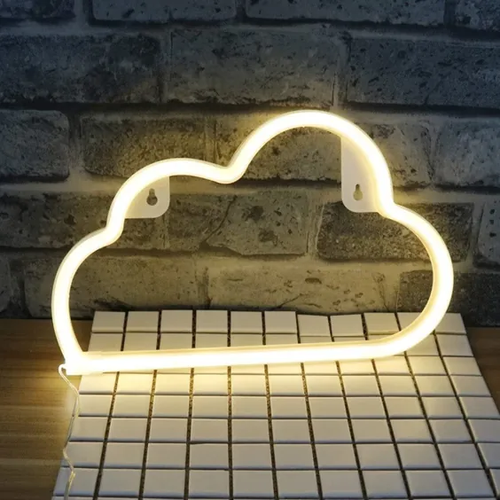 چراغ تزئینی LED ابر نئونی نور دکور نور سفید دیواری گرم |  اتسی