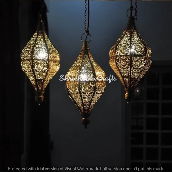 آویز تزئینی منزل طلایی منحصر به فرد از مراکشی |  اتسی