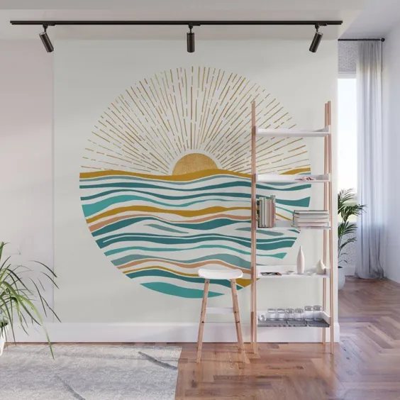 خورشید و دریا - نقاشی دیواری دیواری طلایی و تیل توسط kristiangallagher