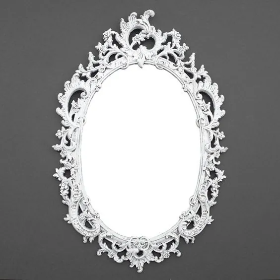فروش آینه شیک دار بیضی بی نظیر سفید مضطرب |  اتسی