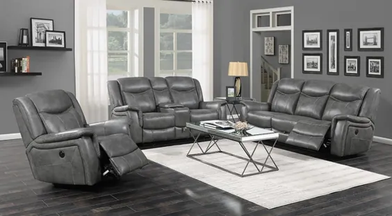 مبل راحتی خوابیده چرمی تنفس Conrad by Coaster 650354 Grey Padded Breathable Leatherette