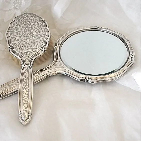 آینه قلم موی استوانه ای عیار گرد نقره ای 925 |  اتسی