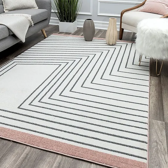 فرشهای Rugs America Lines 8 'X 10' فرش به رنگ صورتی