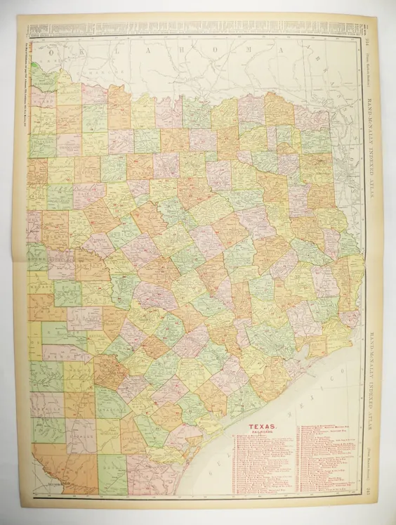 نقشه بزرگ تکزاس بزرگ Texas Texas 1908 Antique Original |  اتسی