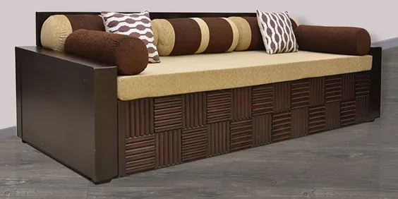 تخت خواب تختخواب شو چوبی - تخت تخت خواب تخت خواب شو و مبل درخشان با رنگ قهوه ای توسط HomeTown - Pepperfry