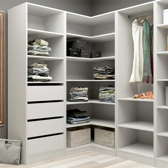 Flexi Storage 6 Shelf White Corner Walk-In Wardrobe In