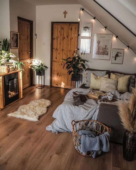 Bohemian Decor ❤️ در اینستاگرام: “؟  وسواس با این اتاق خواب زیبا ❤️ باعث می شود شما بخواهید با حیوان خانگی خود در آن تخت دنج بغل شوید ✨ ⁠ .⁠ برای اطلاعات بیشتر ، @ gypsytribex را دنبال کنید ⁠ "