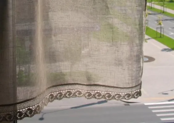 پرده پارچه ای طبیعی Linen Vintage Lace Curtains |  اتسی