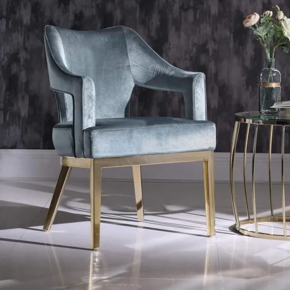 Iconic Home Gourdon Plush Velvet Accent صندلی پایه های طلایی
