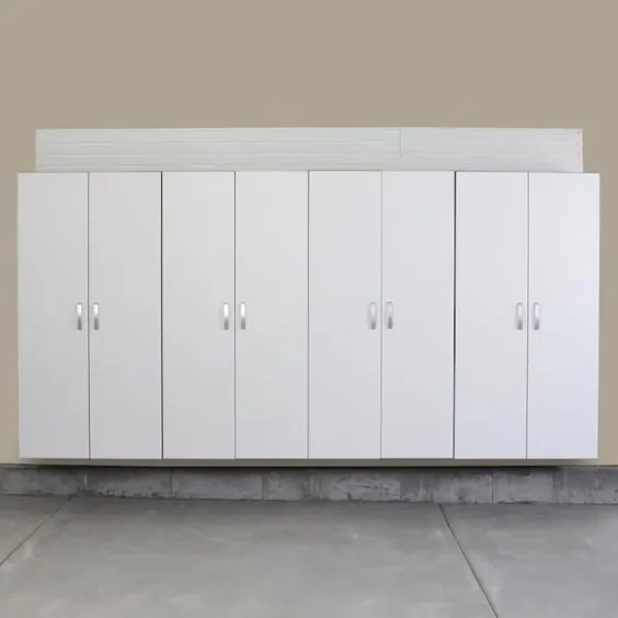 Flow Wall 4pc Jumbo Cabinet Storage Centre 144 in W x 72-in H White Storage Garage Wood Storage Storage System Lowes.com