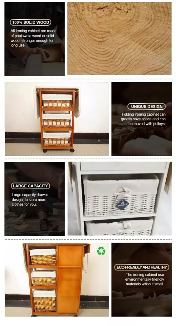 کابینت ذخیره سازی صفحه اتو تاشو چوبی جامد عمده فروشی ارزان عمده فروشی سفارشی با کشوی حصیری در m.alibaba.com