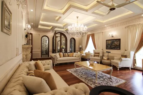 طراحی داخلی کلاسیک از یک اتاق نشیمن