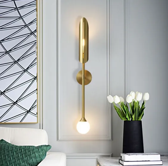 طراحی لوستر دیواری چراغ دیواری Gold Globe |  اتسی