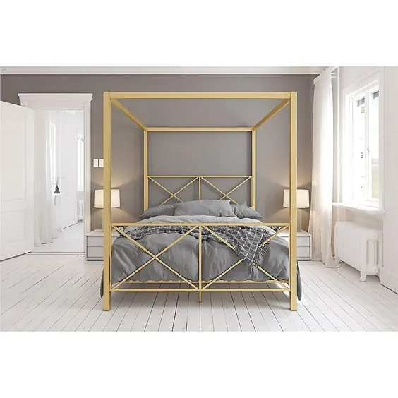 تخت خواب تاج سایبان کامل ریز طلا