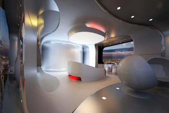 طراحی اتاق خواب آینده نگرانه برای پنت هاوس لوکس