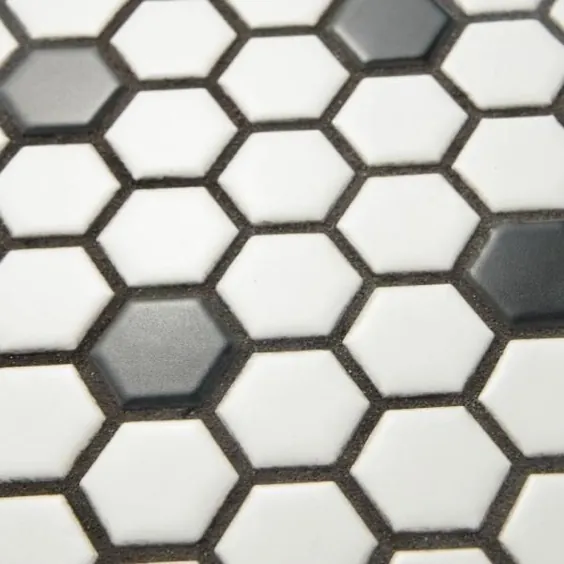 Merola Tile Take Home Tile Sample - Metro Hex Matte Wht w / Blk Dot 6 in x 6 Porcelain-S1FDXMHMWD - The Home Depot