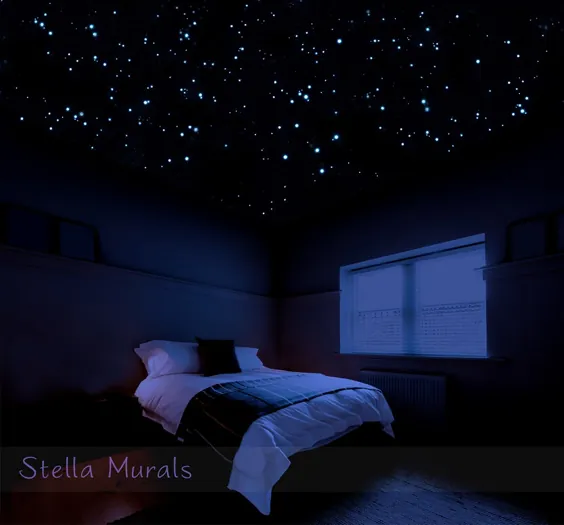 در تابلوچسبهای ستاره تاریک برای یک سقف واقعی آسمان شب درخشید