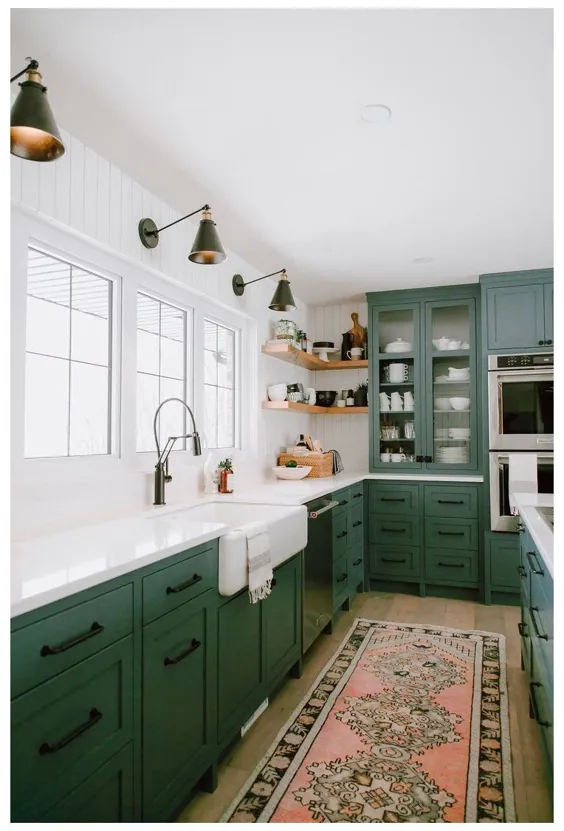 کابینت های آشپزخانه زمرد سبز