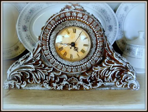 Shabby Shabby Victorian Chic Roses Vintage Clock Brown و | اتسی