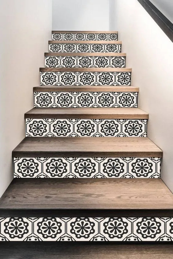 برچسب های Stair Riser - کاغذ دیواری کاشی برآمدگی Stair Riser - بسته 6 تایی Testino - نوارهای دکو لایه بردار و استیک - 48 "طول