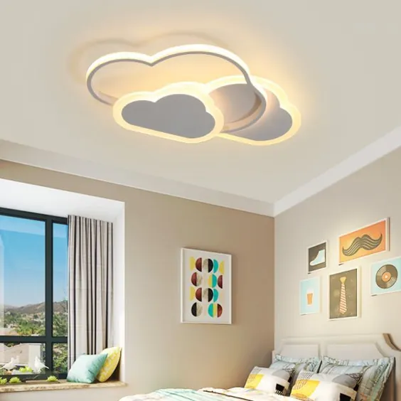 چراغ سقفی ابر کارتونی اکریلیک LED سفید براق در اتاق خواب برای دختران ، نور گرم نزدیک به چراغ های سقفی