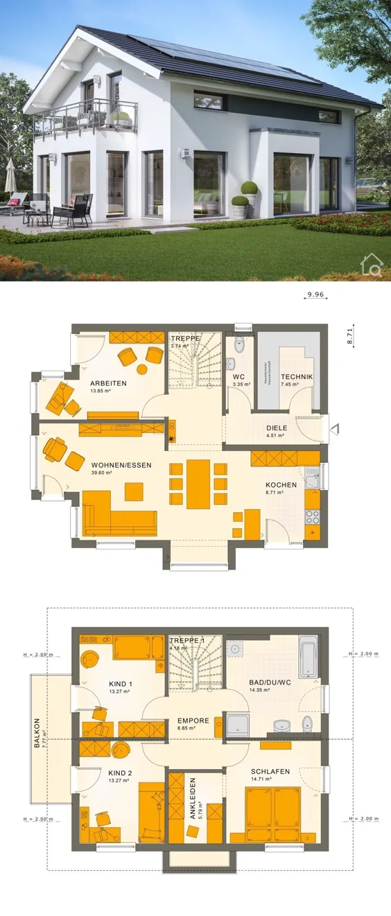 Einfamilienhaus SUNSHINE 143 V4 mit Balkon - |  HausbauDirekt.de