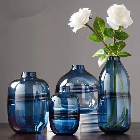گلدان شیشه ای موج آبی مدرن