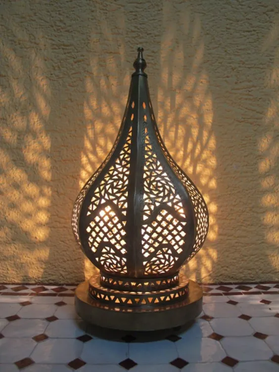 چراغ کف مراکشی چراغ مسی ایستاده چراغ مراکشی |  اتسی