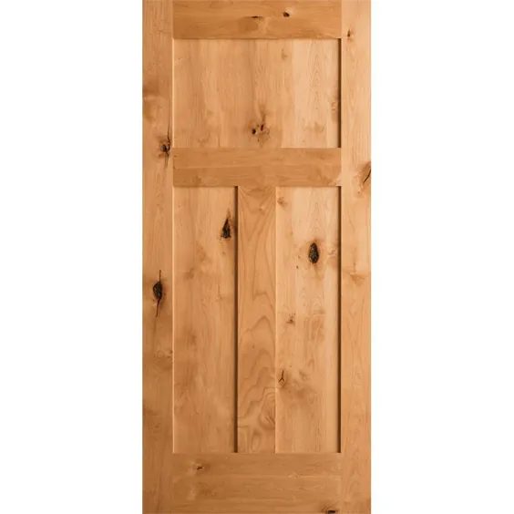 Krosswood Doors 36 in x x 80 in. Krosswood Craftsman 3-Panel Shaker Solid Wood Core Rustic Knotty Alder Door داخلی Slab-KW-325-3068-SLB - The Home Depot