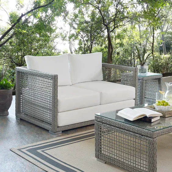 Modway Aura Outdoor Patio Wicker Rattan Loveseat ، چند رنگ - Walmart.com