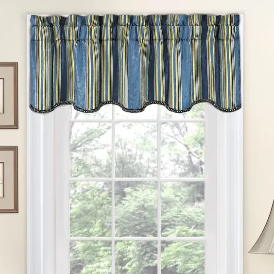 Stripe Ensemble Scalloped 52 "Curtain Valance