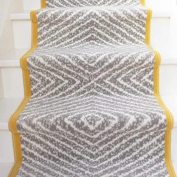 فرش مدرن خاکستری پله فرش آزتک ایچر اوکر زرد پله فرش طول سفارشی - فروخته شده و قیمت هر فوت 2 "x 4"