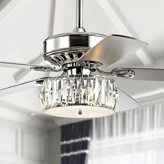 Jonathan Y Mandy 52 "3-Light Drum led Ceiling Fan In Chrome with Remote