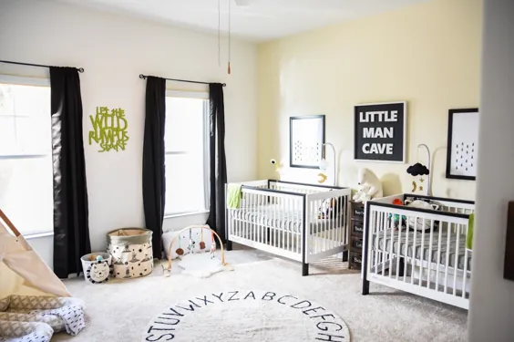 Twins ’Monochrome Little Man Cave Nursery Reveal - Oh Happy Play
