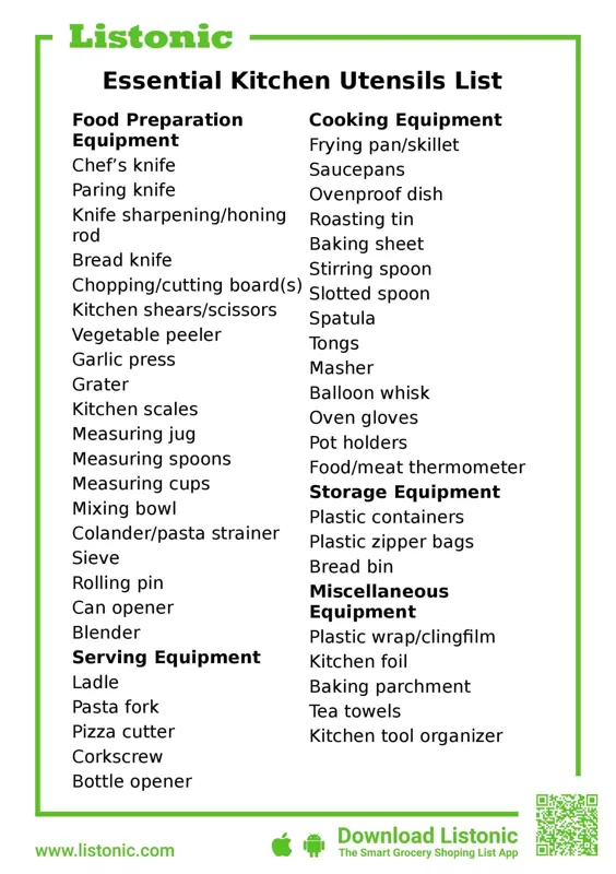 لیست وسایل آشپزخانه از 46 مورد ضروری برای پخت و پز - لیستونیک