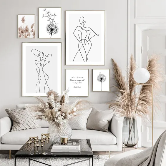پوستر قاصدک رید اسکاندیناوی دیواری هنر انتزاعی زن خط بدن بدن چاپ مینیمالیستی بوم نقاشی تصاویر دکوراسیون منزل
