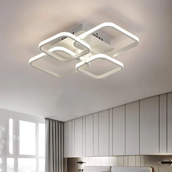 چراغ های سقفی مدرن FangYanMei ، چراغ های نصب شده دارای فرو رفتگی LED با کنترل از راه دور ، 4 چراغ LED مربع هندسی سفید برای آشپزخانه ، اتاق خواب ، اتاق رختکن ، اتاق مطالعه ، اتاق ناهار خوری