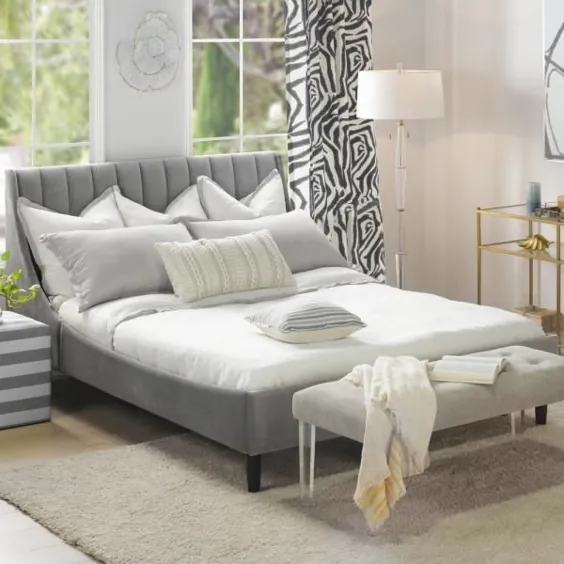 Sandy Wilson Home Aspen Upholstered Opal Grey King Bed-S52180-4-865-1 - انبار خانه