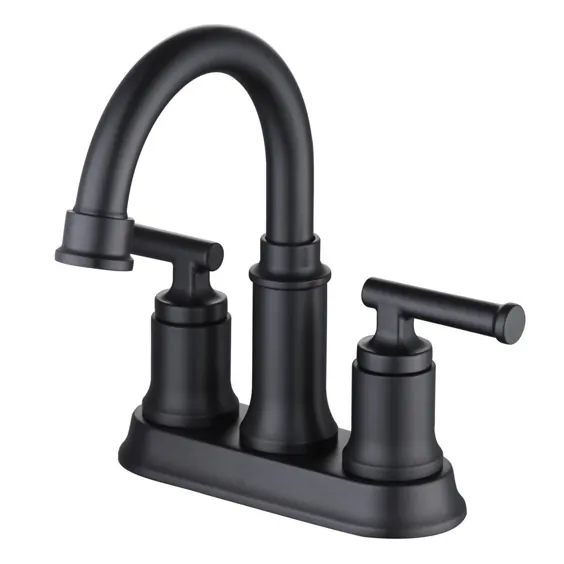 شیر آب حمام Glacier Bay Oswell 4 in. Centerset 2 Handle High Arc Arc in Matte Black-HD67083W-6010H - انبار خانه